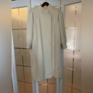 Vtg Wool/Mohair Blend Floor Length Coat Creme Womens XL